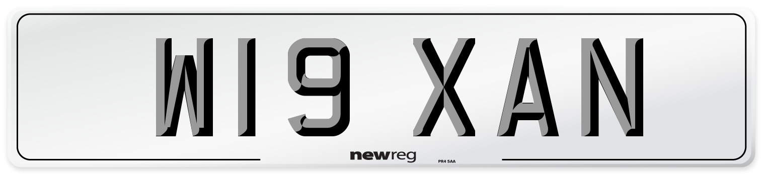 W19 XAN Number Plate from New Reg